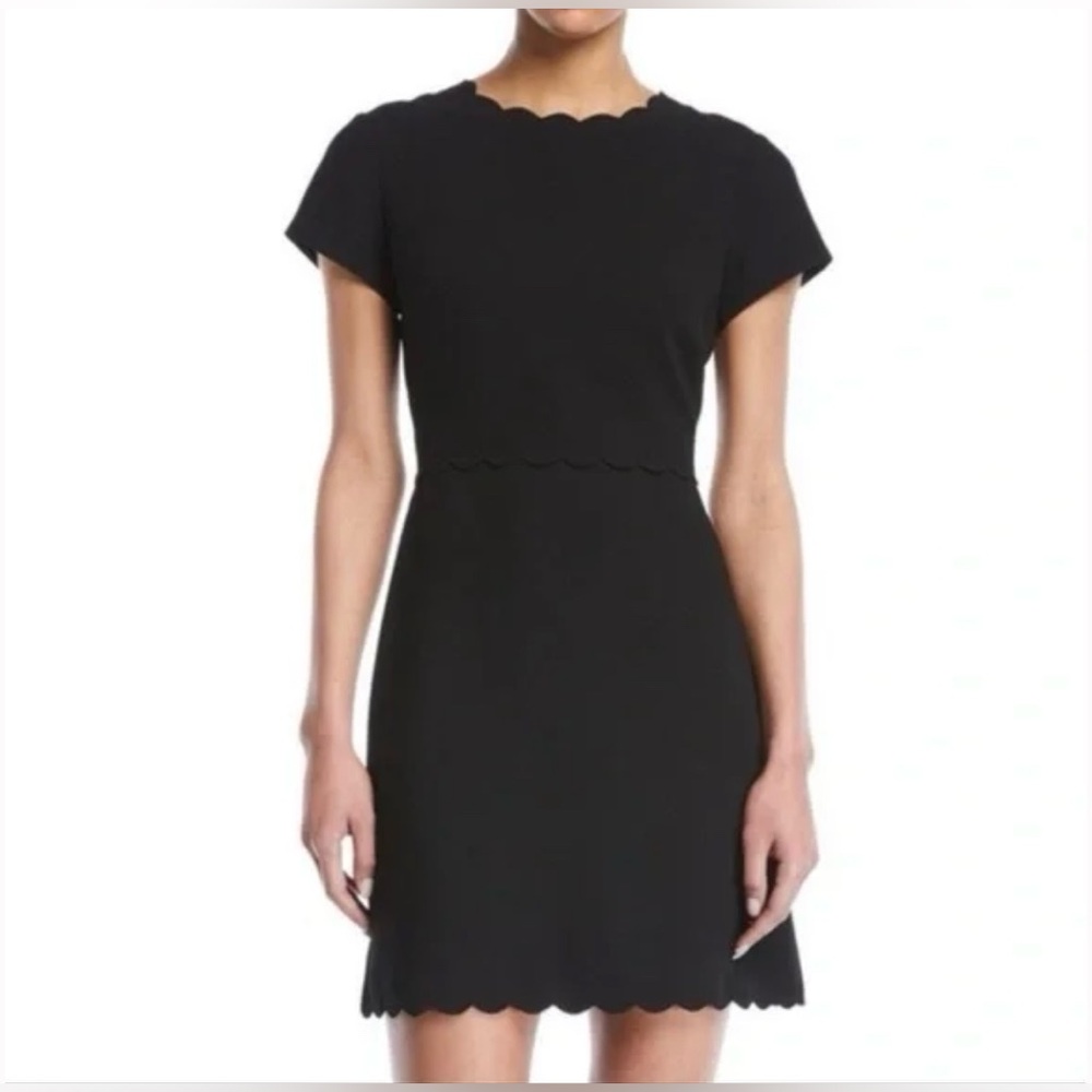 Club Monaco-Satina-Dress-Black-Scalloped-Mini-Dress-Office-Business-Size 2